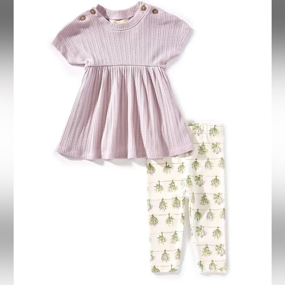Burt’s Bees Kids 2-piece organic set in plum color, size 2T